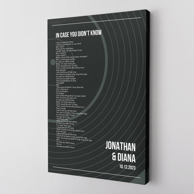 Personalized Classic Vinyl Record Canvas, Custom Song And Name