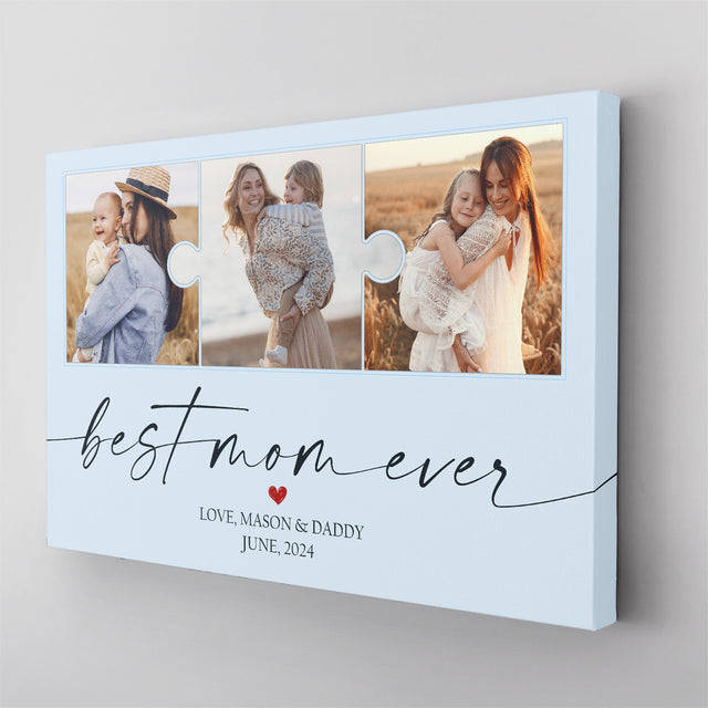 Best Mom Ever Photo Collage Canvas Print Light Blue Background