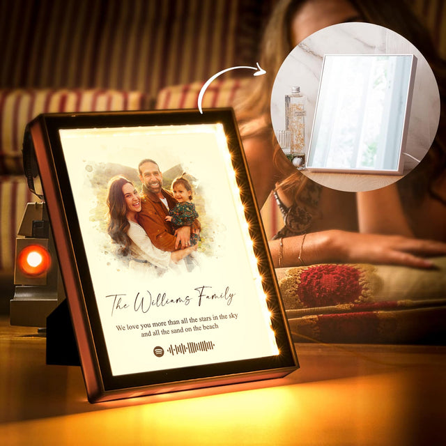 Personalized Watercolor Potrait, Family Name & Spotify Code