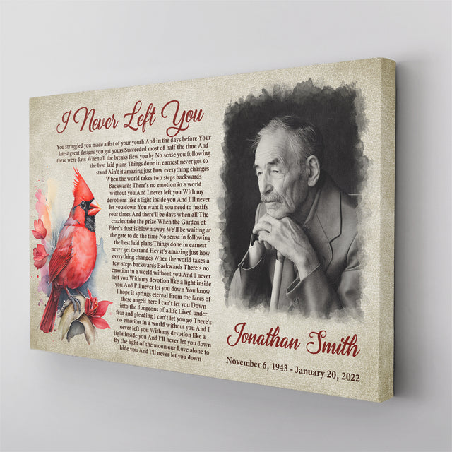 Personalized Cardinal Memorial Canvas, Custom Song Lyrics And Photo