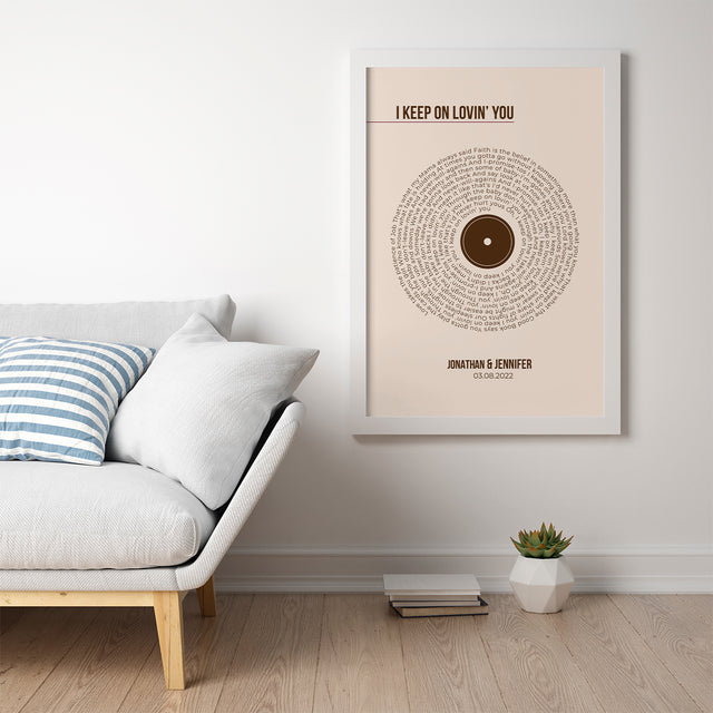 Custom Song Lyrics Print, Pastel Sand Vinyl Record Wall Art