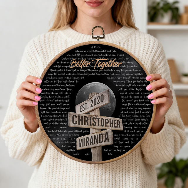 Personalized Song Lyrics Vinyl Record - Framed Round Wall Art - TONI02