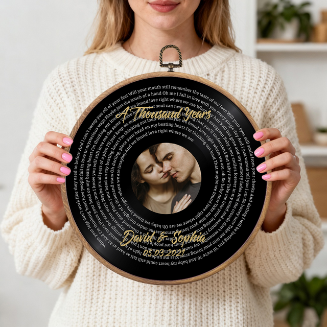Personalized Song Lyrics Vinyl Record - Framed Round Wall Art - TONI01