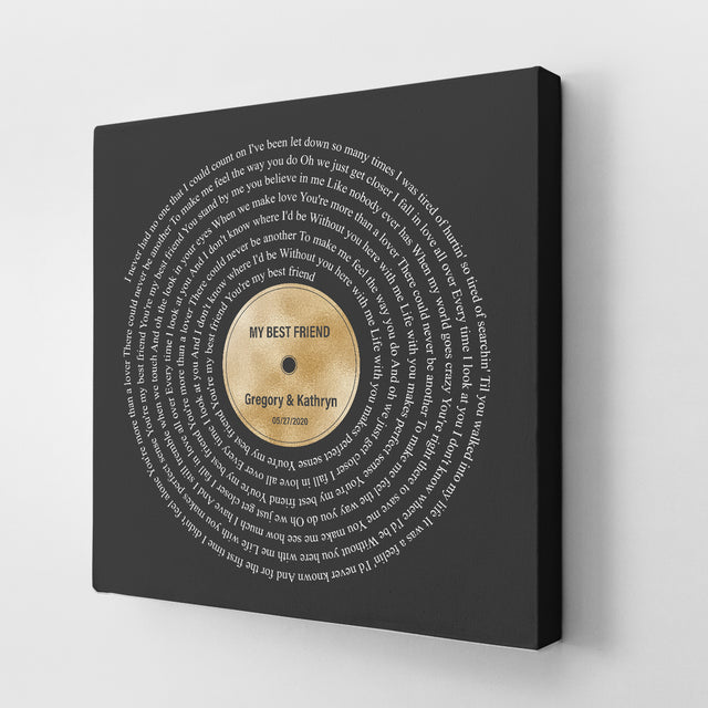Golden Melodies Square Canvas, Custom Lyric On Wall Art