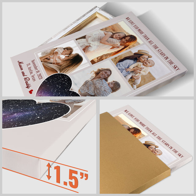 Mom Star Map Photo Collage Canvas Print Custom 4 Pictures
