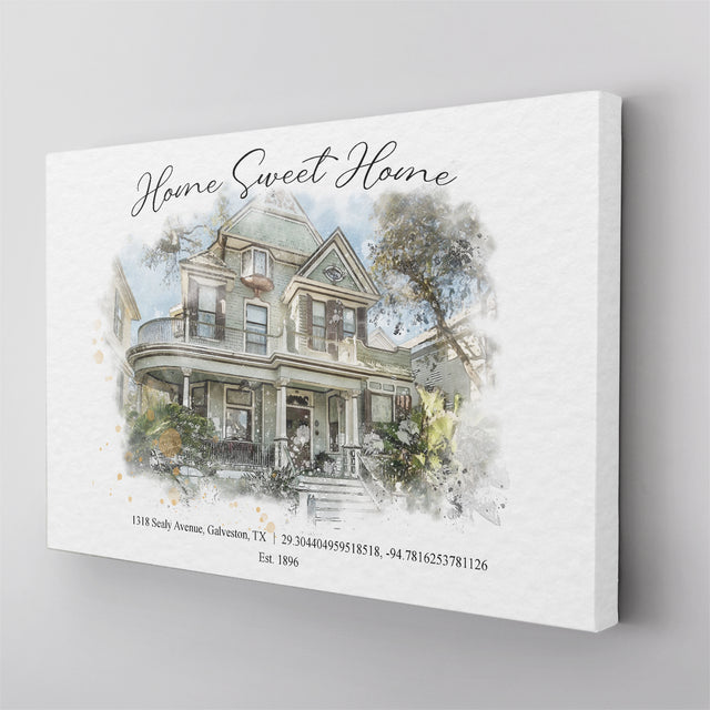 Custom Watercolor Home Portrait