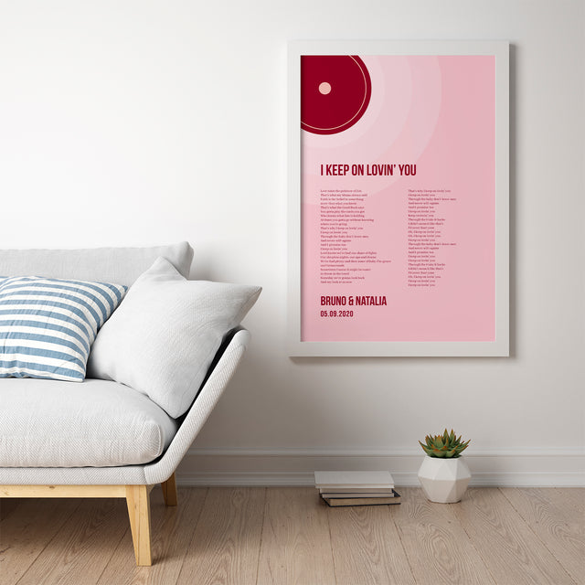 Tickled Pink Vinyl Record, Custom Song Lyrics Framed Art Print