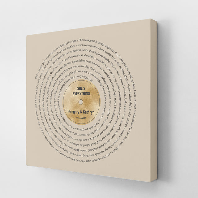 Vintage Harmony Square Canvas, Customize Song Lyric Art Prints