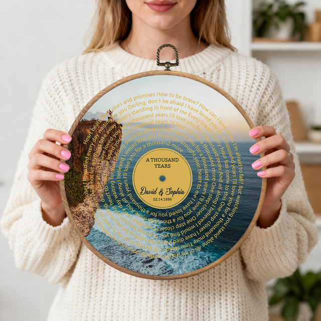 Personalized Song Lyrics Vinyl Record - Framed Round Wall Art - TONI04