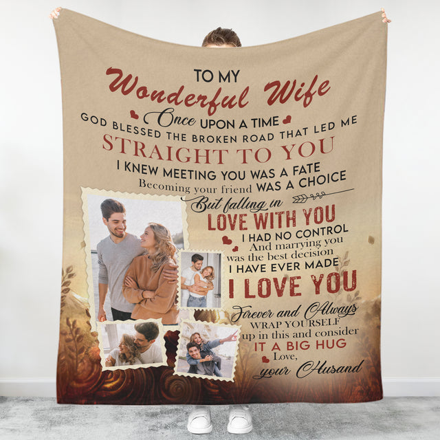 To My Wonderful Wife I Love You Forever And Always, Custom Photo, Customizable Name Blanket