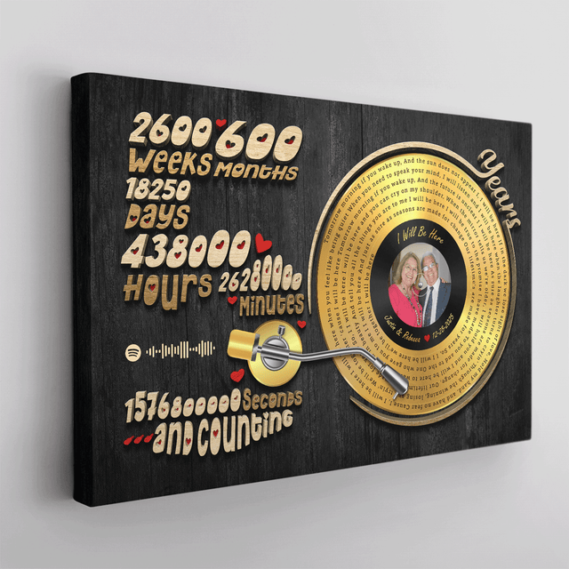 Romantic canvas wall art celebrating 50 years of marriage