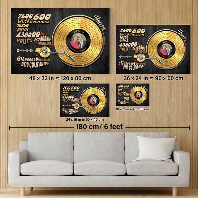 Spotify-style wall art showing 600 months and 1.5 billion seconds