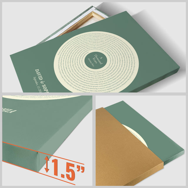 Green Vinyl Record Canvas Print, Personalized Song Lyrics Canvas Wall Art