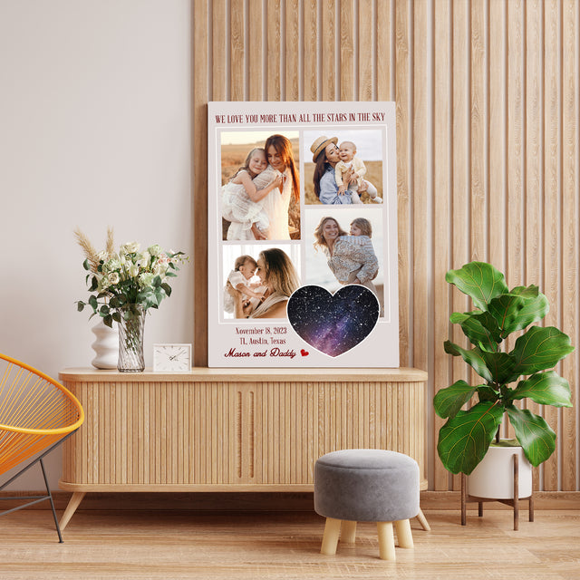 Mom Star Map Photo Collage Canvas Print Custom 4 Pictures