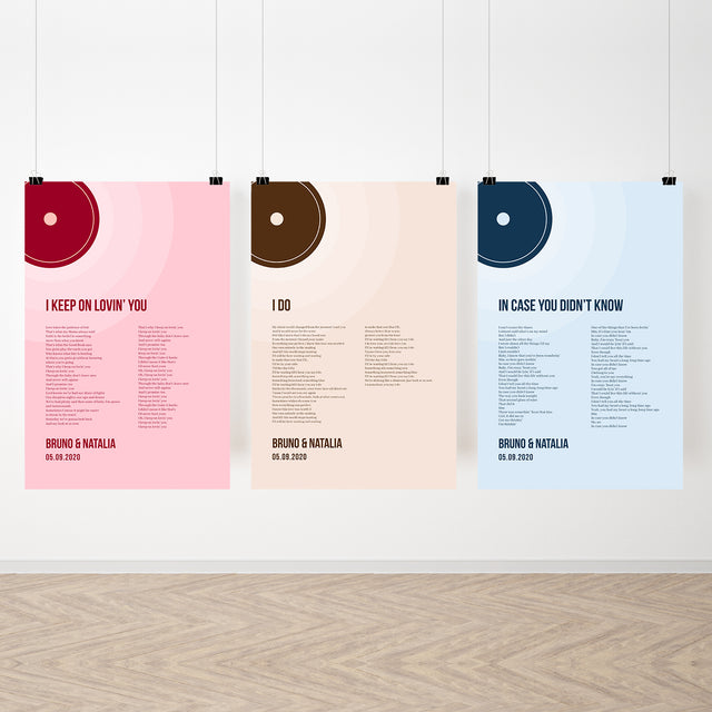 Minimalist Sandy Vinyl Record, Custom Song Lyrics Framed Art Print