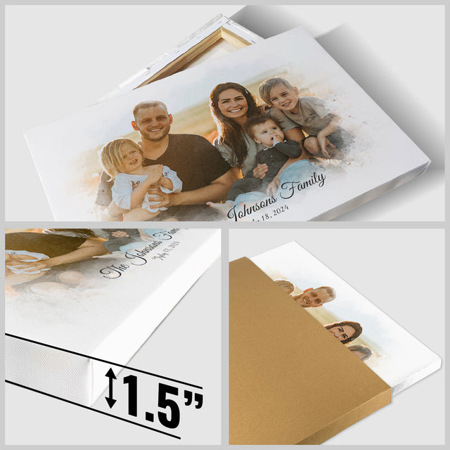 Custom Watercolor Family Portrait Canvas