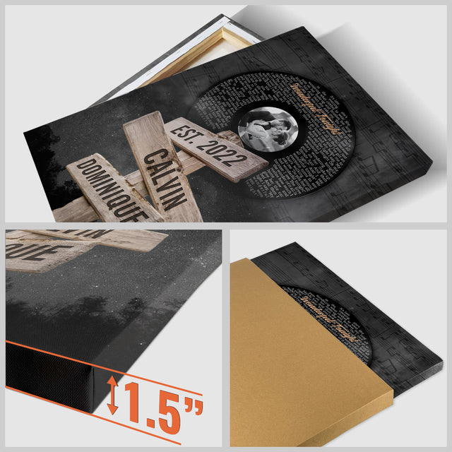 Custom Song Lyrics And Upload Photo, Vinyl Record Street Sign Style, Canvas Wall Art