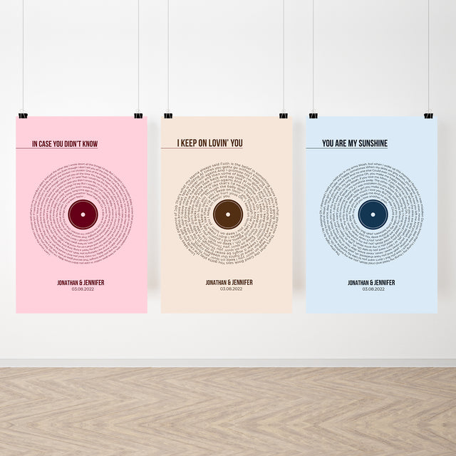 Tickled Pink Vinyl Record, Custom Song Lyrics Framed Art Print