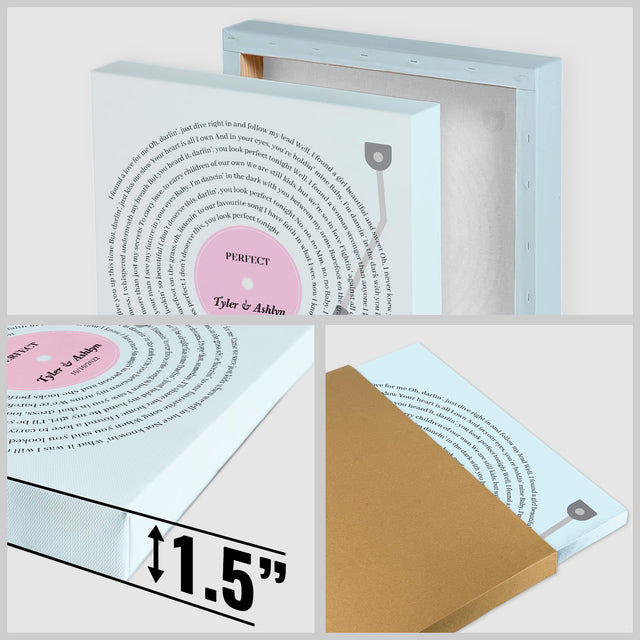 Pastel Vinyl Record Canvas Print, Personalized Song Lyrics Canvas Wall Art