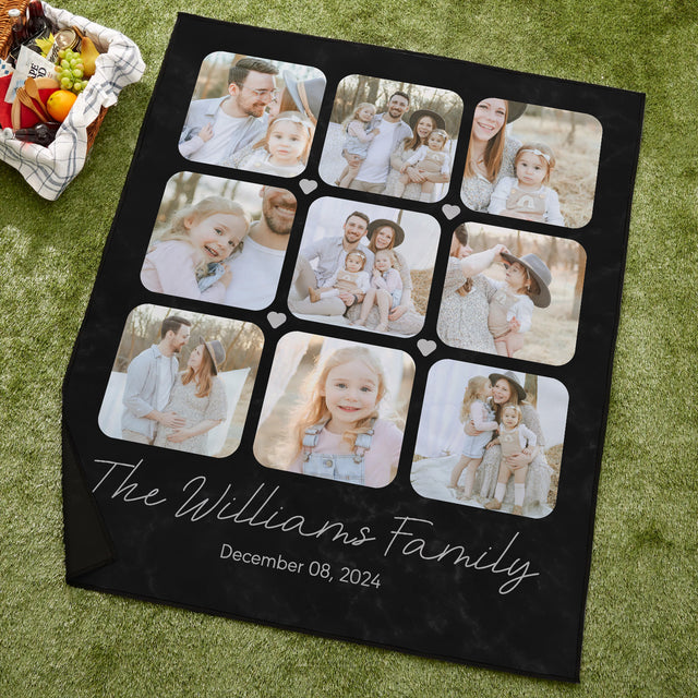 Custom Heart Collage Picnic Blanket