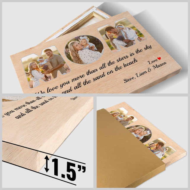 Mom Custom Photo - Customizable Light Wood Background Canvas