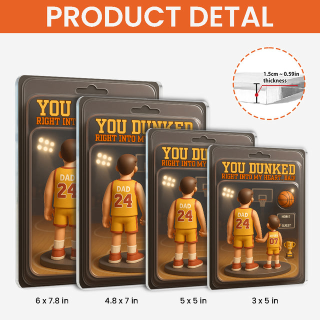 You Dunked Right Into My Heart – Custom Basketball Acrylic Plaque for Dad