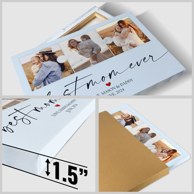 Best Mom Ever Photo Collage Canvas Print Light Blue Background