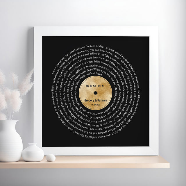 Personalized Song Lyrics On Framed Art Print, Golden Anniversary Gift