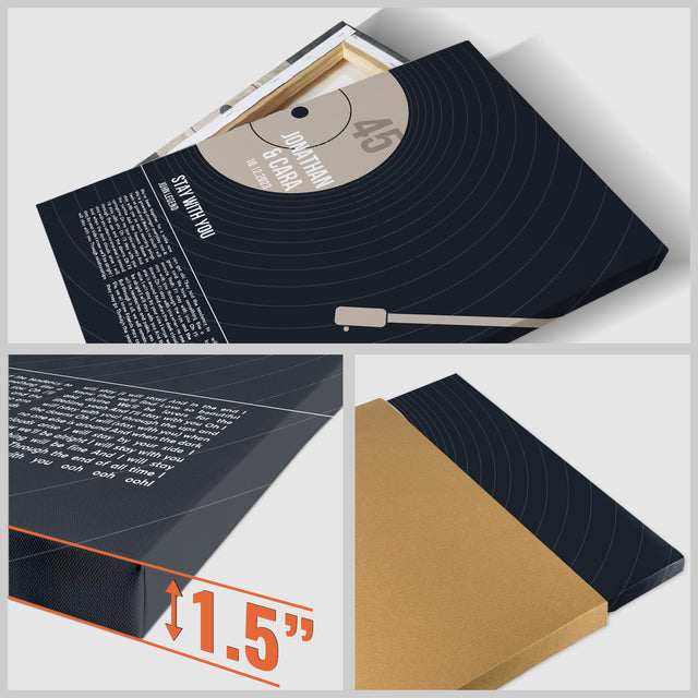 Song Lyrics Wall Art, Personalized Vinyl Record Canvas, Black Version