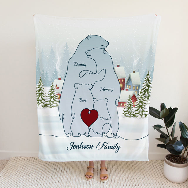 Personalized Polar One Line Art Christmas Comfort Blanket
