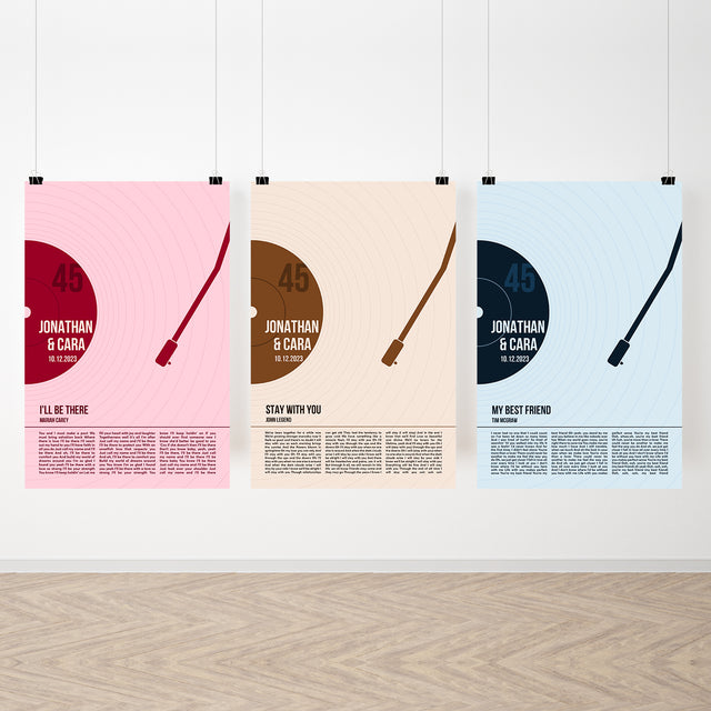 Song Lyrics Framed Print, Minimalist Sandy Vinyl Record Wall Art