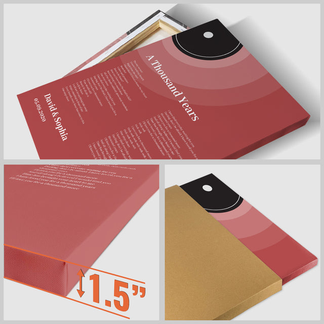 Maroon Vinyl Record Canvas Print, Personalized Song Lyrics Canvas Wall Art