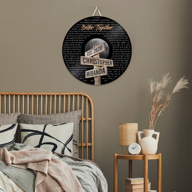 Custom Song Lyrics, Customizable Song Name And Text, Street Sign Style, Round Wood Sign
