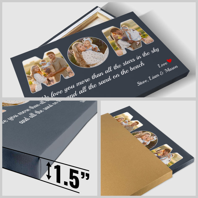 Mom Custom Photo - Customizable Vintage Navy Background Canvas
