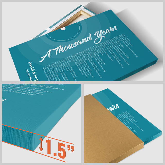 Blue Vinyl Record Canvas Print, Personalized Song Lyrics Canvas Wall Art