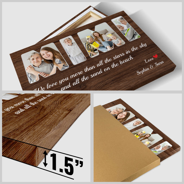 MiMi Custom Photo - Customizable Dark Wood Background Canvas