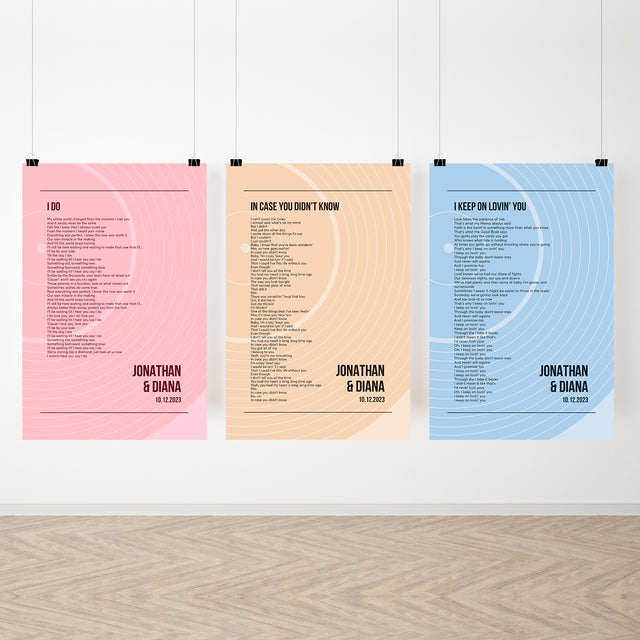 Song Lyrics Wall Art, Minimalist Sandy Vinyl Record Framed Art Print