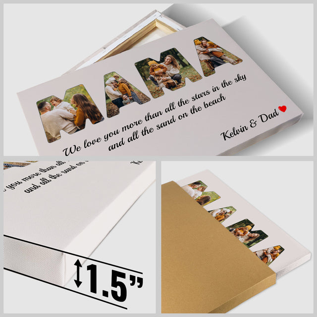 Mama Custom Photo - Customizable Light Grey Background Canvas