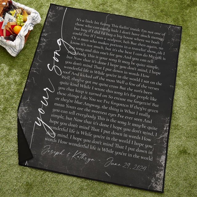 Minimalist Custom Song Lyric Picnic Blanket