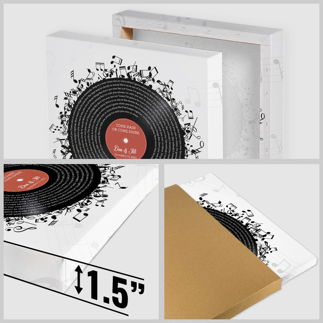 Custom Song Lyrics, Customizable Name And Date, Record Player Square Canvas Wall Art