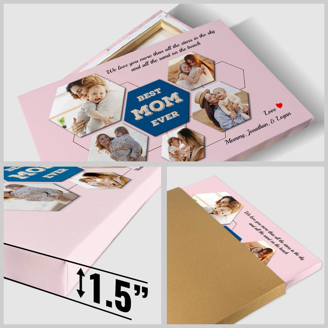 Best Mom Ever Custom Hexagon Photo Collage Canvas 5 Pictures