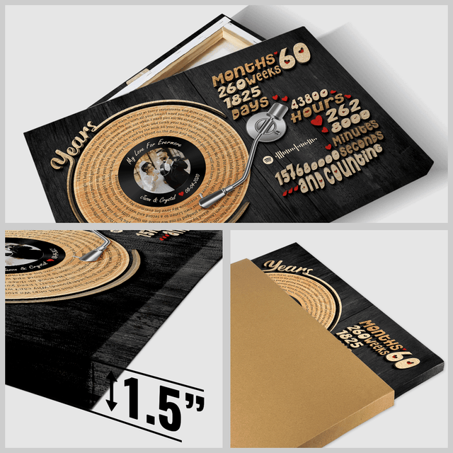 Canvas showing 60 months of love with music and memories