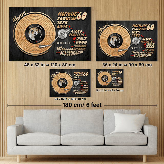 5 year relationship milestone print with time counted