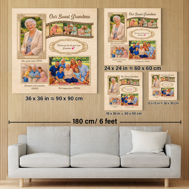 Personalized Grandma Photo Canvas – Custom Family Memory Gift for Grandma