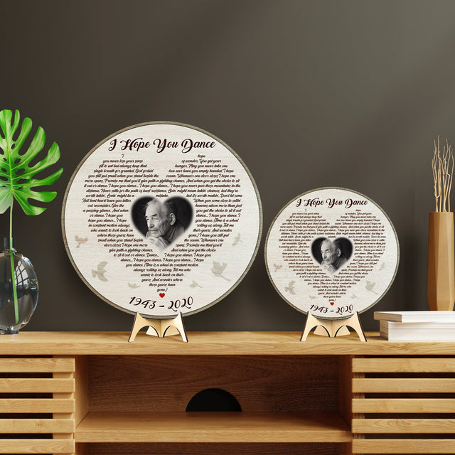 Personalized Round Wood Sign with Custom Photo and Lyrics, Memorial Gifts
