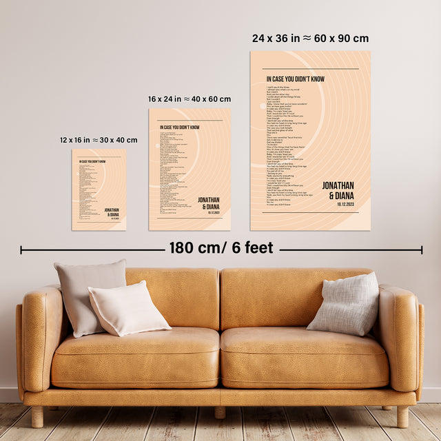 Song Lyrics Wall Art, Minimalist Sandy Vinyl Record Framed Art Print