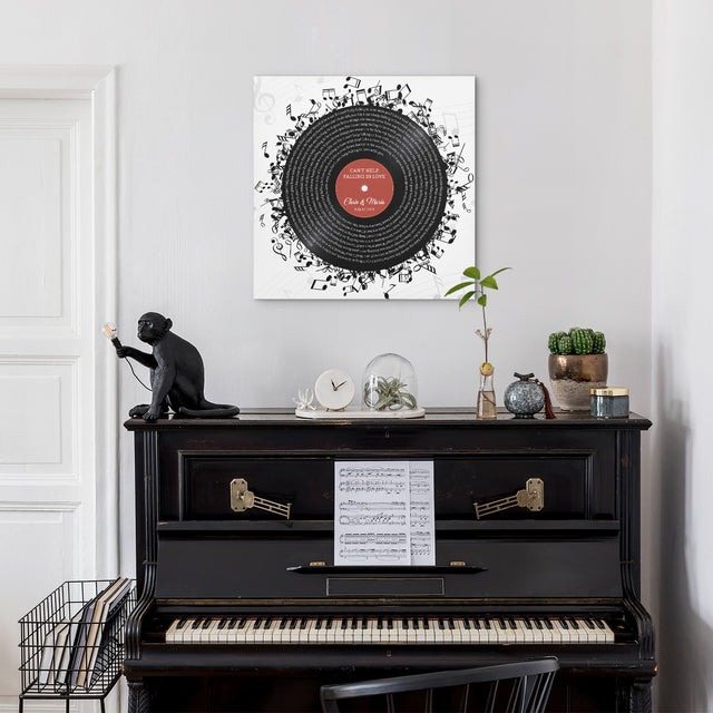 Custom Song Lyrics, Customizable Name And Date, Record Player Square Canvas Wall Art