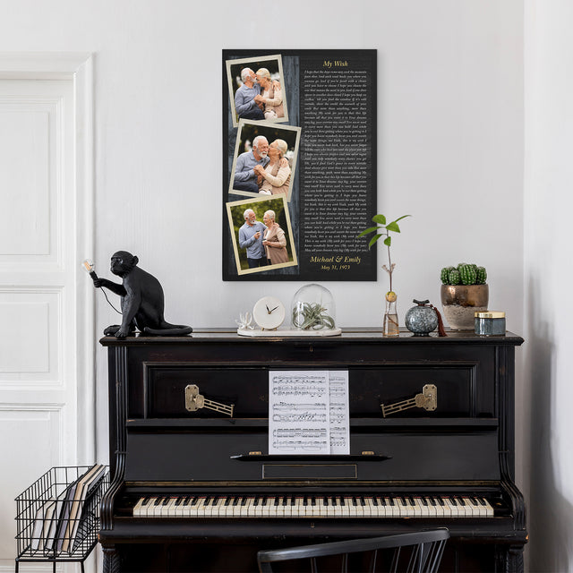 3 Photos Wall Art, Customizable Song Lyrics, Text