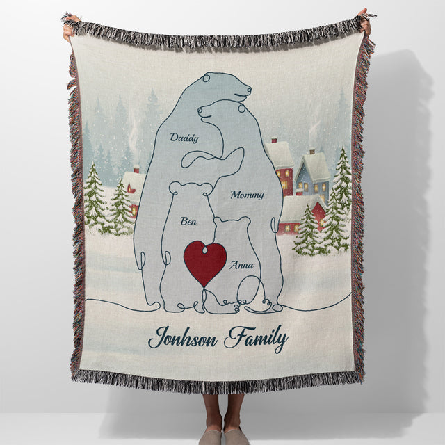 Personalized Polar One Line Art Christmas Comfort Blanket