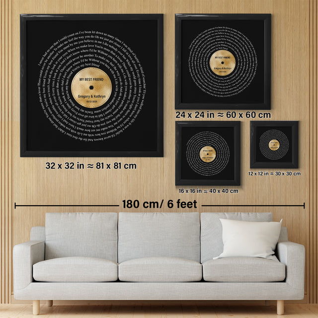 Personalized Song Lyrics On Framed Art Print, Golden Anniversary Gift